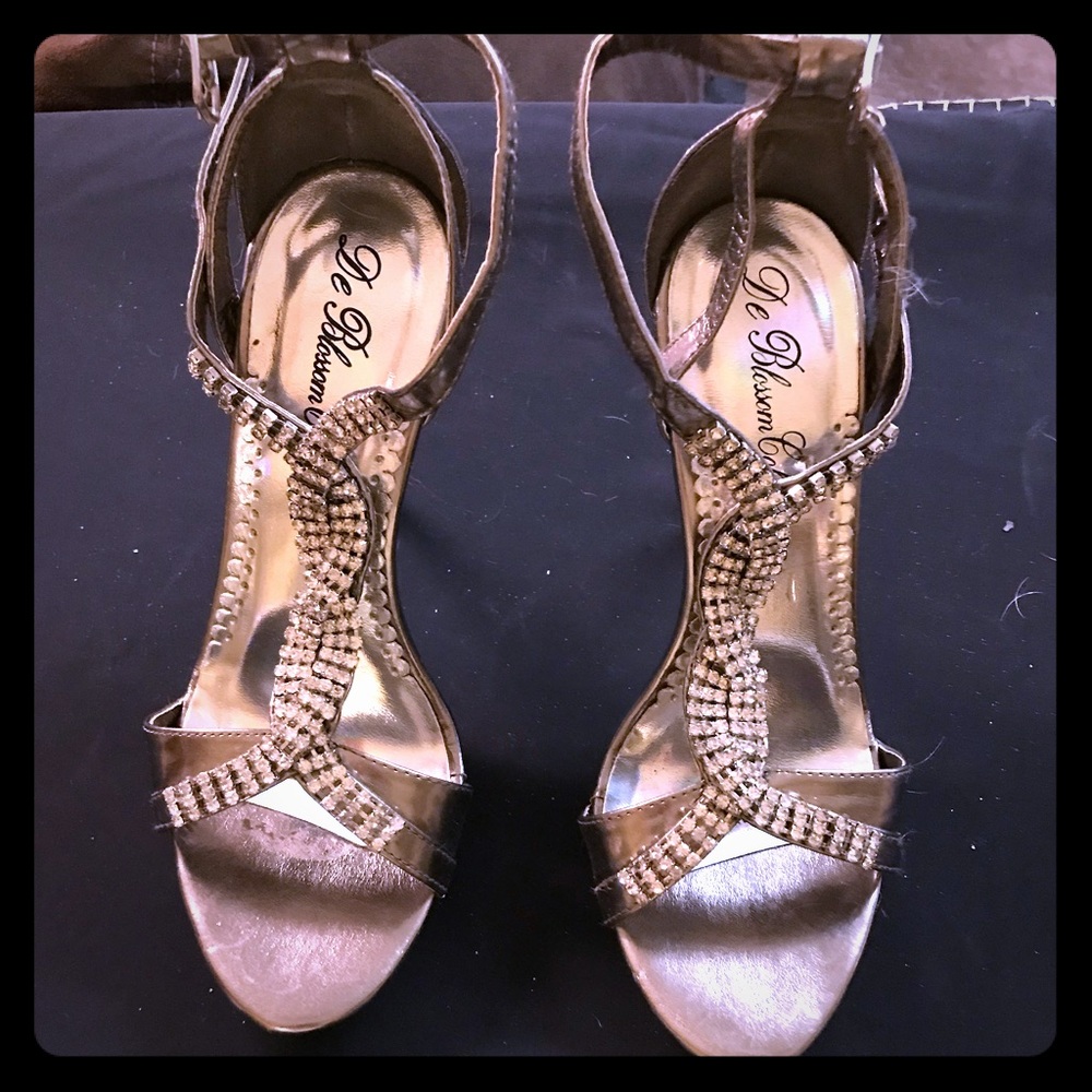 Silver rhinestone stilettos